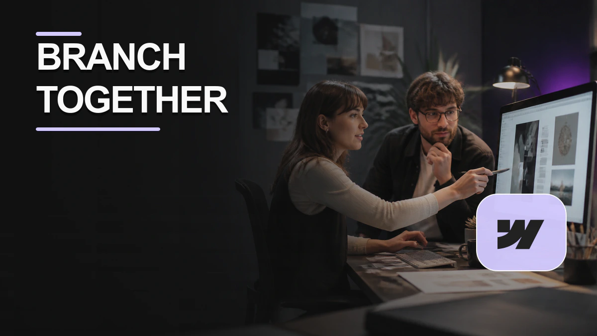 Webflow real-time page branching collaboration graphic